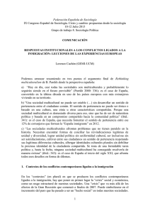 IX Congreso Español de Sociología. Crisis y cambio: propuestas desde... 10-12 Julio 2013 Grupo de trabajo 8. Sociología Política