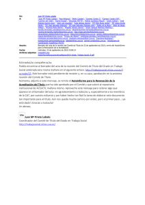 Correo electrónico de 23 de septiembre de 2015, informando de la entrega del Autoinforme para la Renovación de la Acreditación en el repositorio institucional de ACSUCYL.