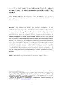 YU,  ÑÚ´U,  YOʼÓÓ  [TIERRA]:  MIGRACIÓN ... DESARROLLO  EN  CONTEXTOS  EMISORES  INDÍGENAS ...