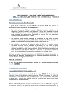 Agencia Tributaria  INSTRUCCIONES PARA CUMPLIMENTAR EL MODELO 347,