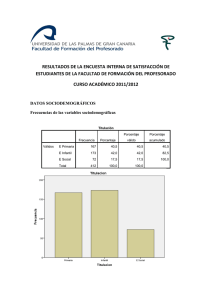 * Informe de los resultados de la encuesta interna de satisfacci n de estudiantes de la FFP curso acad mico 2011/2012.