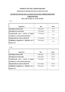 Examenes Convocatoria ordinaria Primer Semestre 2013 2014