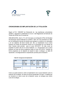 CRONOGRAMA DE IMPLANTACIÓN DE LA TITULACIÓN