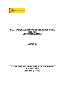 I Plan Nacional de Residuos de Industrias Extractivas 2008-2015
