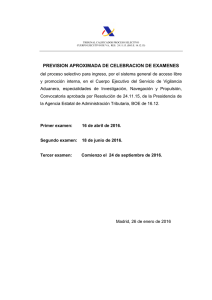 PREVISION APROXIMADA DE CELEBRACION DE EXAMENES