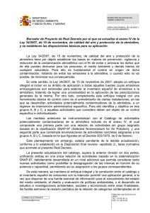 Borrador de Proyecto de Real Decreto por el que se... Ley 34/2007, de 15 de noviembre, de calidad del aire...