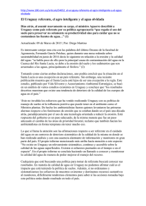 El Uruguay referente, el agro inteligente y el agua olvidada. 180.com 09-03-2015