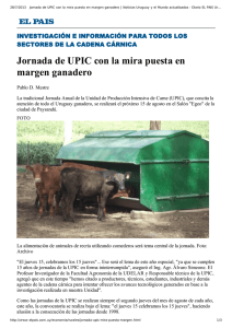 Jornada de UPIC con la mira puesta en margen ganadero. El País 28-07-2013