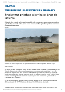 Productores priorizan soja y bajan áreas de invierno. El País 09-06-2013
