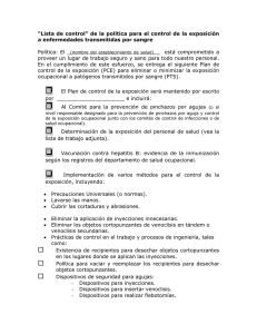 Lista de control de la política para el control de la exposición a enfermedades transmitidas por sangre pdf, 34kb