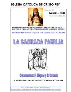 Misal – 808 IGLESIA CATOLICA DE CRISTO REY Volumen 12 DICIEMBRE  29/2013