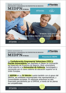IV edición del Máster en Innovación y Desarrollo de Proyectos de Negocio (MIDPN)