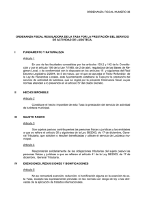 Ordenanza Fiscal nº 38 - Tasa por la prestación del servicio de la Ludoteca Municipal