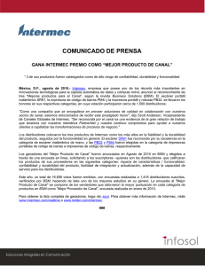COMUNICADO DE PRENSA GANA INTERMEC PREMIO COMO “MEJOR PRODUCTO DE CANAL”
