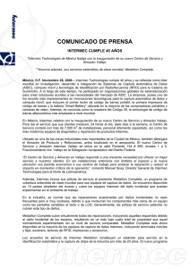 COMUNICADO DE PRENSA INTERMEC CUMPLE 40 AÑOS