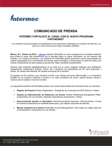 COMUNICADO DE PRENSA INTERMEC FORTALECE AL CANAL CON EL NUEVO PROGRAMA PARTNERNET