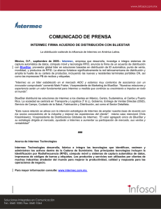 COMUNICADO DE PRENSA INTERMEC FIRMA ACUERDO DE DISTRIBUCIÓN CON BLUESTAR