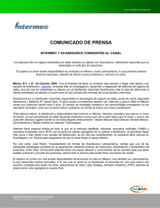 COMUNICADO DE PRENSA INTERMEC Y SCANSOURCE CONSIENTEN AL CANAL