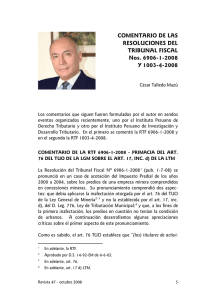 COMENTARIO DE LAS RESOLUCIONES DEL TRIBUNAL FISCAL Nos. 6906-1-2008