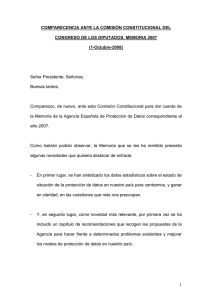 COMPARECENCIA ANTE LA COMISIÓN CONSTITUCIONAL DEL (1-Octubre-2008)