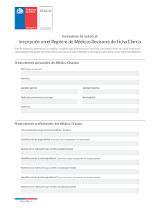 Inscripción en el Registro de Médicos Revisores de Ficha Clínica