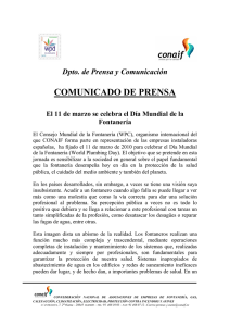 COMUICADO DE PRESA Dpto. de Prensa y Comunicación Fontanería