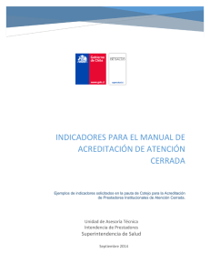 Ir a Indicadores para el Manual de Acreditación de Atención Cerrada