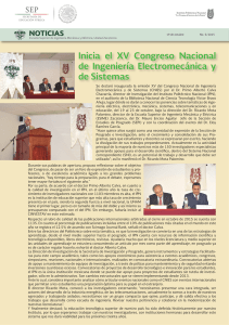Inicia el XV Congreso Nacional de Ingeniería Electromecánica y de Sistemas NOTICIAS
