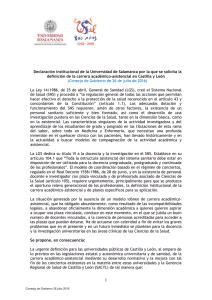 Declaración institucional de la Universidad de Salamanca por la que... definición de la carrera académico-asistencial en Castilla y León