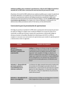 Call for submission of statements – Relevance and Effectiveness of the WHO Code – Spanish pdf, 165kb