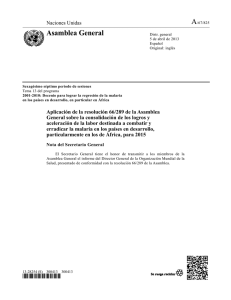 Informe de la OMS acerca de la aplicación de la resolución 66/289 de la Asamblea General sobre la malaria pdf, 204kb