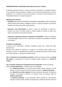 INFORMACIÓN PARA EL POSTULANTE (autorizado por Decreto Nº 1128/16)