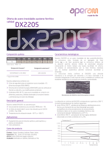 Acero inoxidable Duplex 22-05 1.4462 DX2205 Ficha técnica