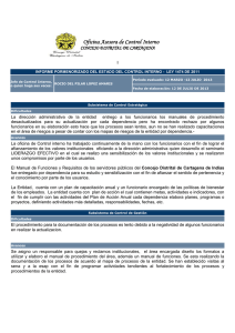 Informe Cuatrimestral estado CI CONCEJO DISTRITAL DE CARTAGENA julio 2013