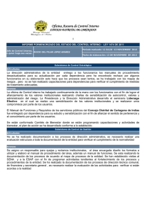 Informe Cuatrimestral estado CI CONCEJO DISTRITAL DE CARTAGENA NOV 2013