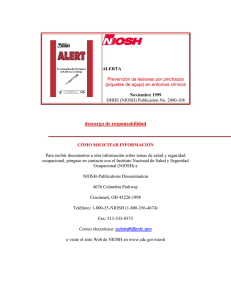 Alerta de NIOSH para prevenir las lesiones por pinchazo de aguja pdf, 225kb