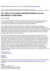 El P. ABELLA, RE-ELEGIDO SUPERIOR GENERAL DE LOS MISIONEROS CLARETIANOS