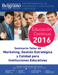 Seminario - Taller de Marketing, Gestión Estratégica y Calidad para Instituciones Educativas