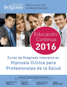 Curso de Posgrado Intensivo en Hipnosis Clínica para Profesionales de la Salud