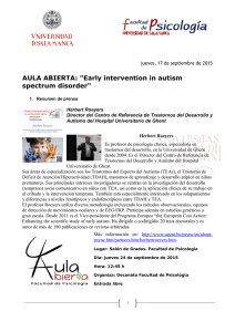 AULA ABIERTA: &#34;Early intervention in autism spectrum disorder&#34;