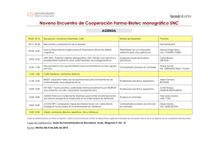 Noveno Encuentro de Cooperación Farma-Biotec monográfico SNC AGENDA