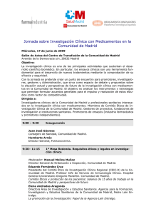 Jornada sobre Investigación Clínica con Medicamentos en la Comunidad de Madrid
