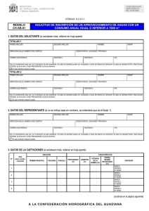 MODELO CH-SB-01 SOLICITUD DE INSCRIPCIÓN DE UN APROVECHAMIENTO DE AGUAS CON UN