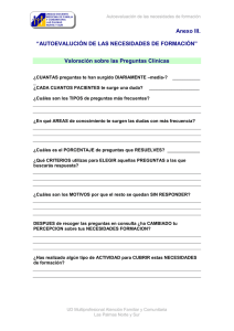 Anexo III.  “AUTOEVALUCIÓN DE LAS NECESIDADES DE FORMACIÓN”