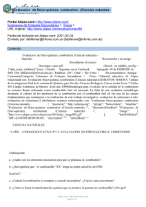 Evaluacion  de físico-química: combustion. (Ciencias naturales - Portal Alipso.com: