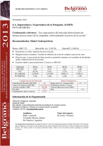 PATA.BA/BCBA S.A. Importadora y Exportadora de la Patagonia. (SAIEP) Recomendación: Maket Underperform