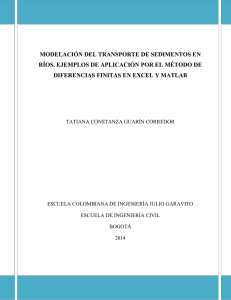 MODELACIÓN DEL TRANSPORTE DE SEDIMENTOS EN RÍOS. EJEMPLOS DE APLICACIÓN POR EL MÉTODO DE DIFERENCIAS FINITAS EN EXCEL Y MATLAB.pdf