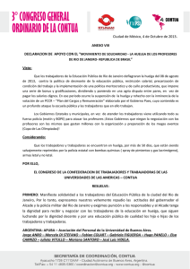 ANEXO VIII: DECLARACION DE APOYO CON EL MOVIMIENTO DE SOLIDARIDAD - LA HUELGA DE LOS PROFESORES DE RIO DE JANEIRO- REPUBLICA DE BRASIL