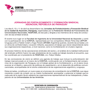 JORNADAS DE FORTALECIMIENTO Y FORMACIÓN SINDICAL ASUNCION, REPÚBLICA DE PARAGUAY