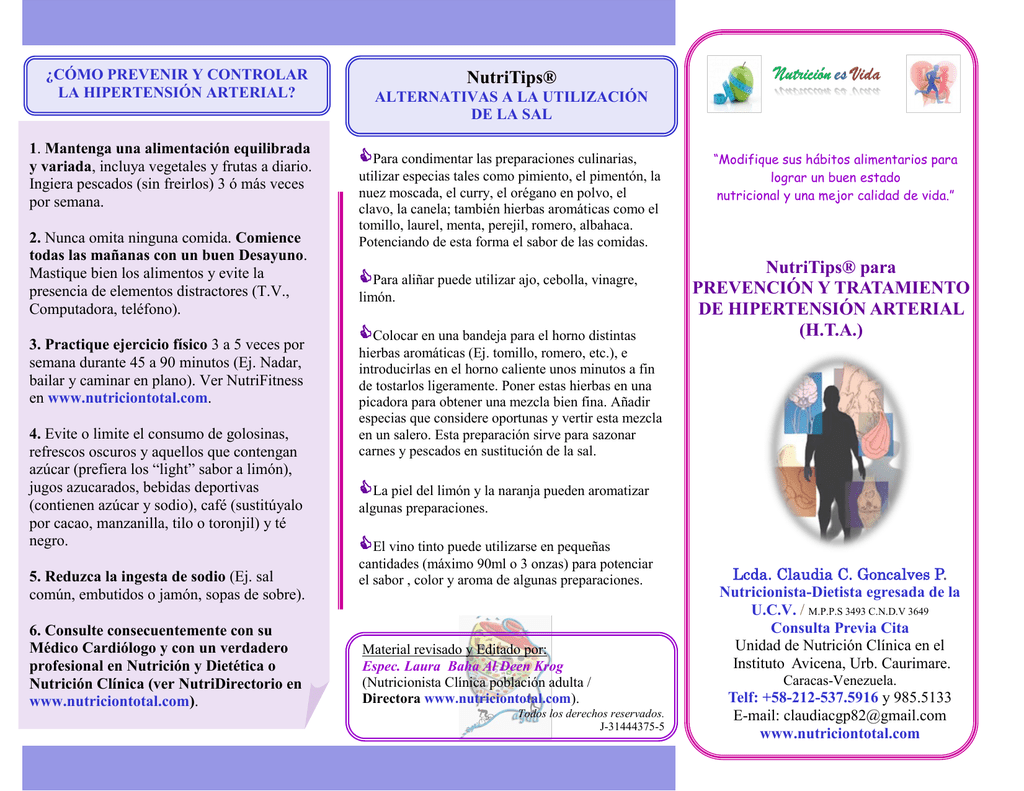 Prevención y control nutricional de la Hipertensión Prevención y control nutricional de la Hipertensión